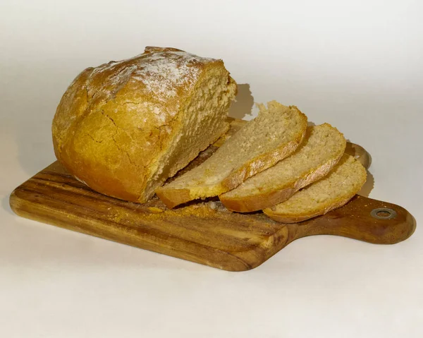 Pan Con Mantequilla Cuchillo Sobre Fondo Blanco —  Fotos de Stock