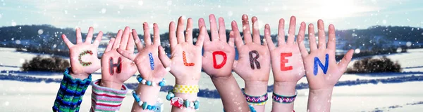 Muchas Personas Con Letras Colores Nieve — Foto de Stock