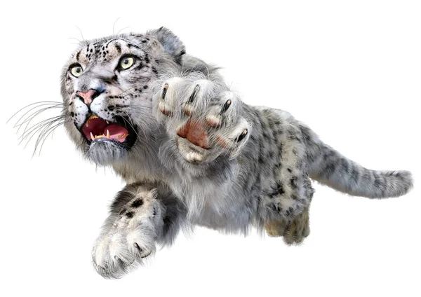 Renderelés Egy Nagy Macska Leopárd Elszigetelt Fehér Háttér — Stock Fotó
