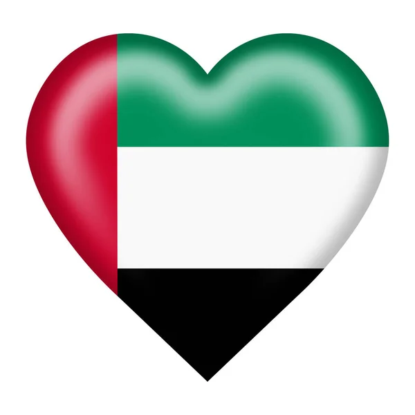 United Arab Emirates Uae Flag Heart Button Isolated White Clipping — Stock Photo, Image