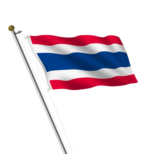 Флагшток Таиланда Иллюстрация Белом Вырезкой Путь — стоковое фото