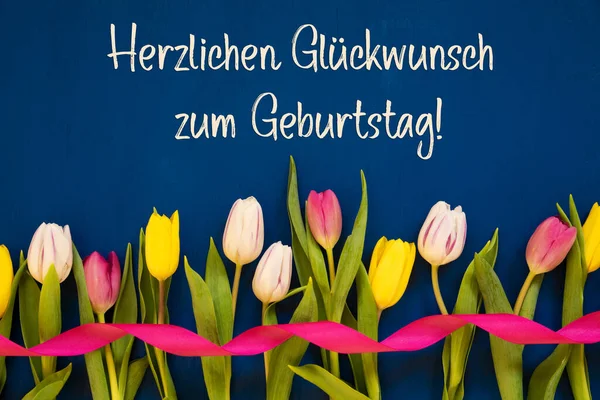 Duitse Tekst Herzlichen Glueckwunsch Zum Geburtstag Betekent Gefeliciteerd Witte Roze — Stockfoto