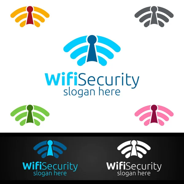 Logotipo Seguridad Wifi Para Red Internet Monitoreo Alarma — Foto de Stock