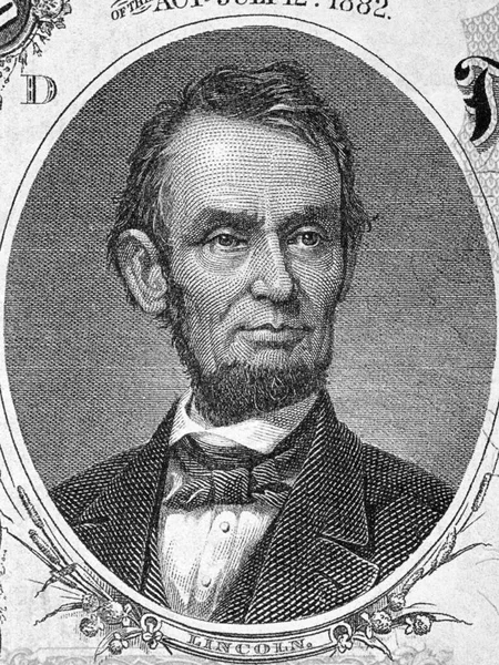 Abraham Lincoln Portret Starych Amerykańskich Pieniędzy — Zdjęcie stockowe