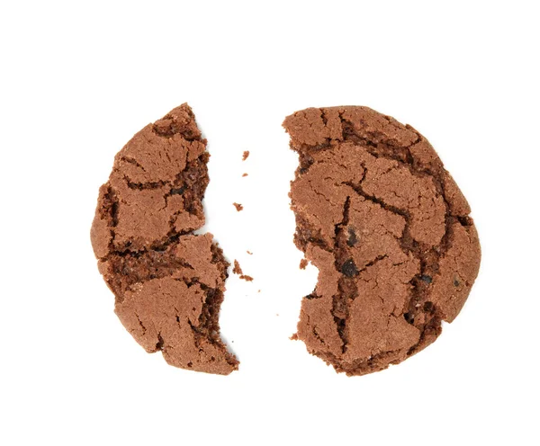 半圆形巧克力饼干 白色背景 顶部视图 — 图库照片