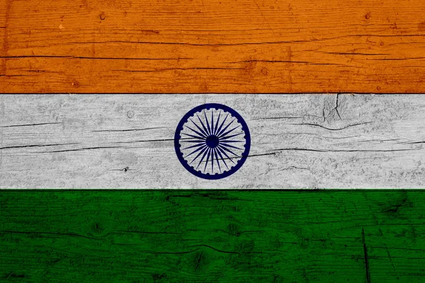 Flagga India Målad Gammalt Trä Konsistens — Stockfoto