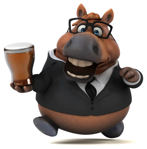 Fun Cartoon Character Beer Illustration — 스톡 사진