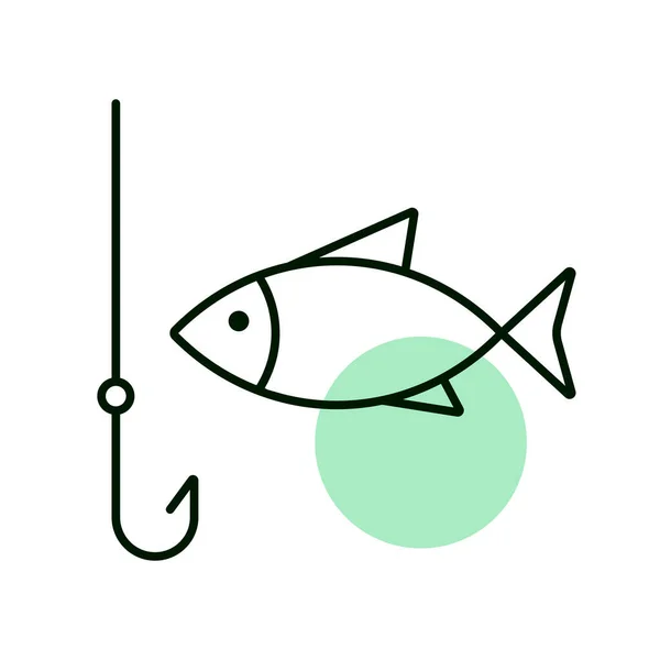 Angelhaken Mit Fischvektorsymbol Camping Und Wanderwegweiser Grafik Symbol Für Reise — Stockfoto
