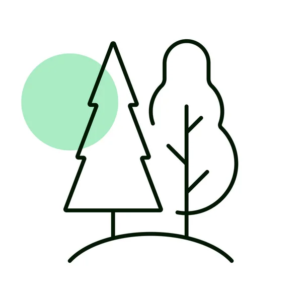 Ikona Wektora Lasu Liściastego Drzew Iglastych Znak Natury Symbol Graficzny — Zdjęcie stockowe