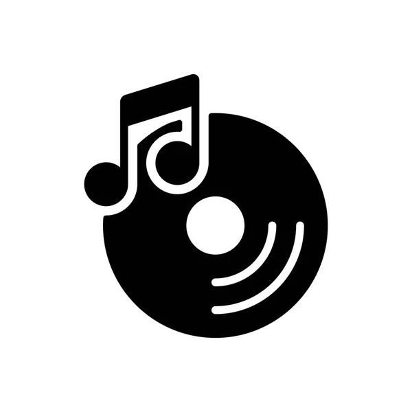 ディスクと音楽ノートベクトルのグリフアイコン 音楽のサインだ 音楽やサウンドウェブサイトやアプリのデザイン アプリ Uiのためのグラフシンボル — ストック写真