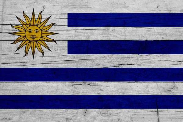 Bandera Uruguay Pintada Sobre Textura Madera Vieja — Foto de Stock