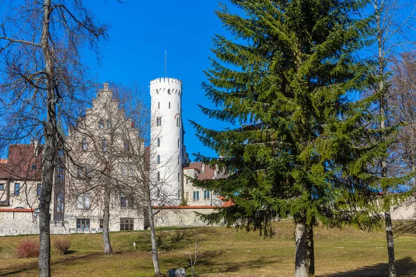 Lichtenstein Kalesinin Kulesi Almanya Daki Swabian Alb — Stok fotoğraf