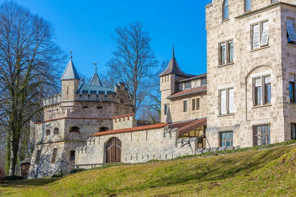 Fasáda Pohádkového Zámku Lichtenstein Švábské Alby Německu — Stock fotografie