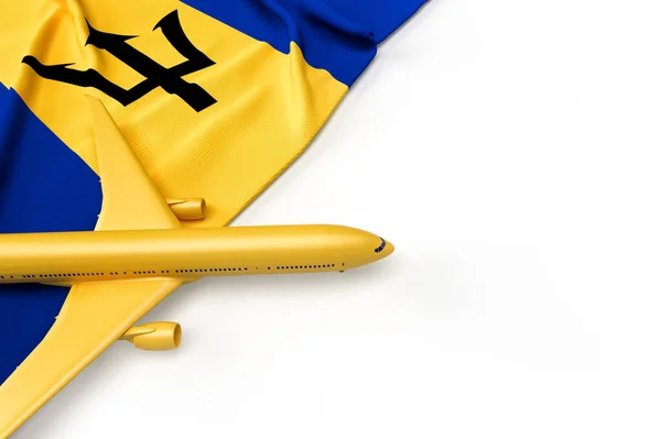 Avião Passageiros Bandeira Barbados Ilustração — Fotografia de Stock