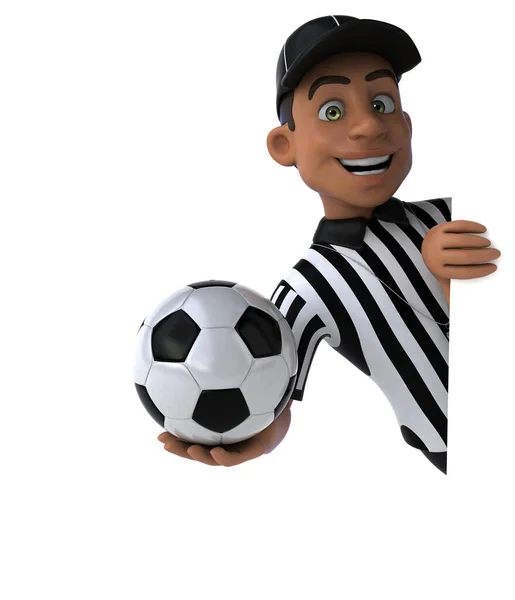 Fun Cartoon Football Referee Isolated White — Stock Photo, Image