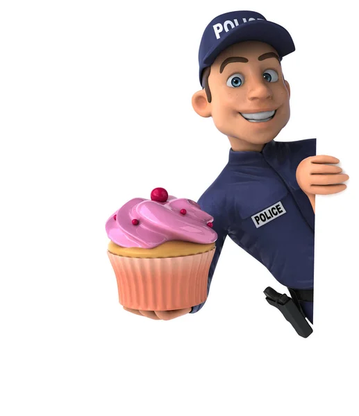 Fun Illustration Cartoon Police Officer — Stock Photo, Image