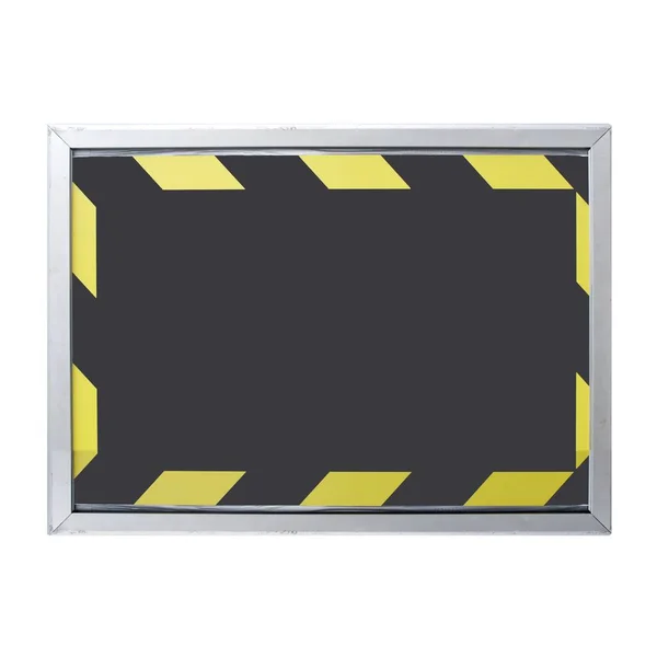 Blank Zwart Geel Waarschuwingsbord Met Kopieerruimte Geïsoleerd Witte Achtergrond — Stockfoto