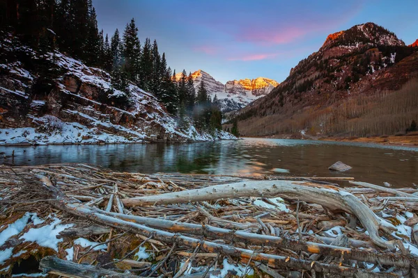 Paisagem Natural Maroon Bell Colorado Eua Nascer Sol — Fotografia de Stock