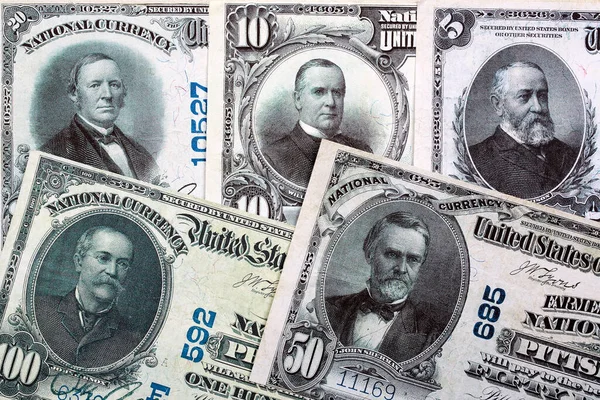 Notas Banco Nacional Antiga Moeda Dos Eua Emitida 1902 — Fotografia de Stock