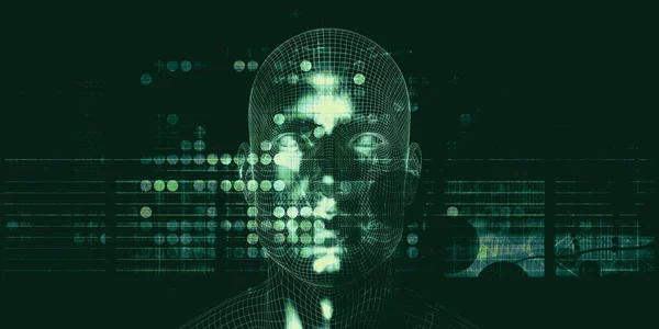 Koncepcja Bezpieczeństwa Cybernetycznego Abstrakcyjnym Ludzkim Mózgiem — Zdjęcie stockowe