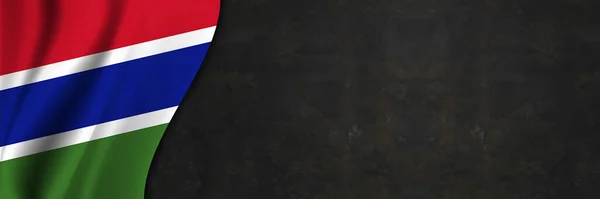 Bandeira Gâmbia Parede Concreto Banner Com Textura Tecido Bandeira Gâmbia — Fotografia de Stock