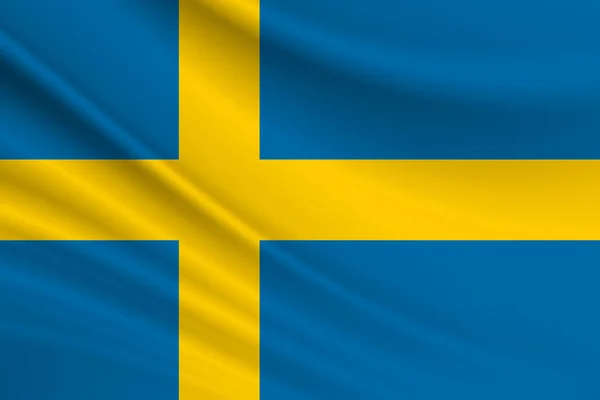 Sveriges Flagga Realistisk Vektor Illustration — Stockfoto