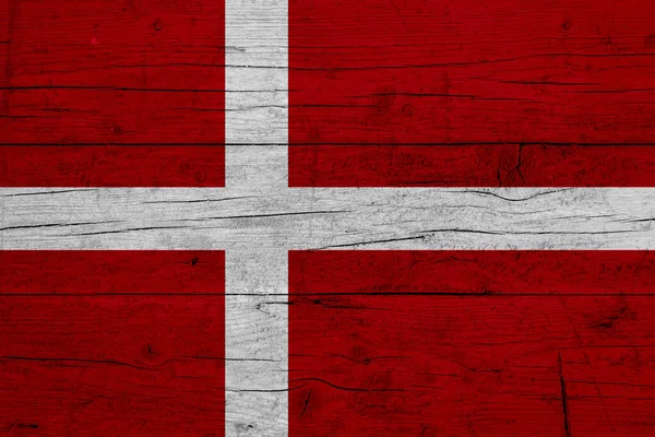 Bandeira Denmark Pintada Sobre Fundo Madeira — Fotografia de Stock