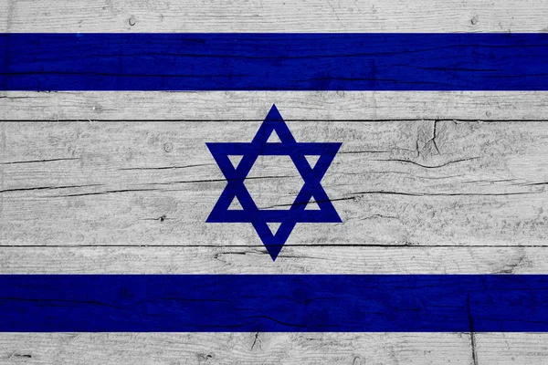 Bandeira Israel Pintada Sobre Fundo Madeira — Fotografia de Stock