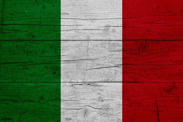 Vlajka Itálie Dřevěnou Texturou — Stock fotografie
