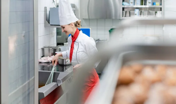 Chef Uniform Meat Vegetables Kitchen — Stock Photo, Image