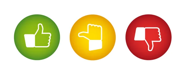 Feedback Buttons Traffic Light Colors Red Yellow Green Thumb Display — 스톡 사진