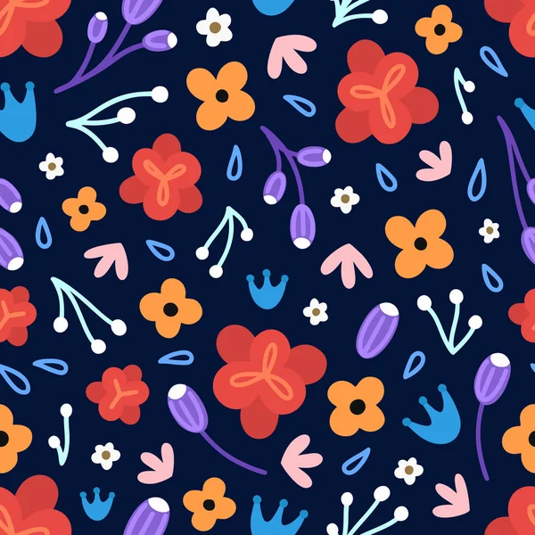 Padrão Sem Costura Floral Mão Desenhado Belas Flores Fundo Repetitivo — Fotografia de Stock