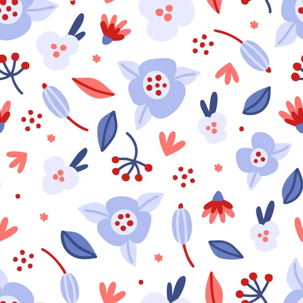 Floral Seamless Pattern Hand Drawn Beautiful Flowers Colorful Repeating Background — Stock Photo, Image