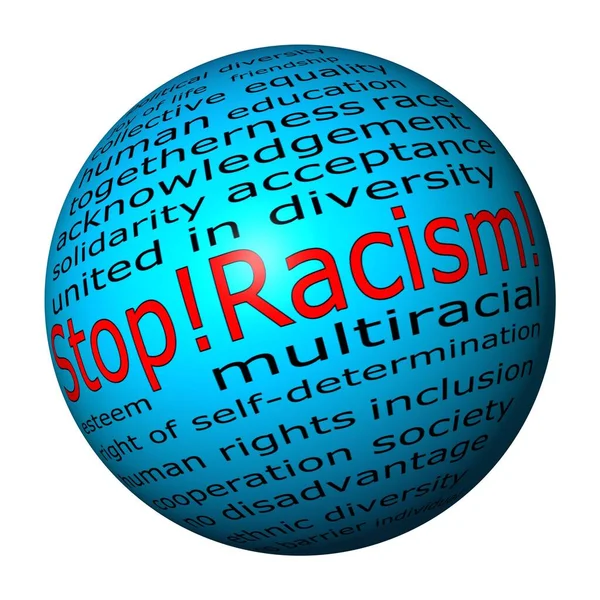 Stop Racism Wordcloud Azul Ilustración —  Fotos de Stock