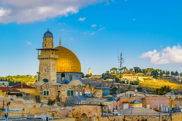 Jerusalem Israel Ciudad Vieja Vista Antigua Mezquita Por Noche — Foto de Stock