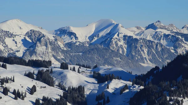 Зимовий Пейзаж Горнеґлі Швейцарія — стокове фото