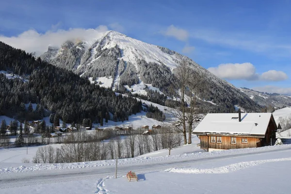 Día Invierno Feutersoey Alpes Suizos — Foto de Stock