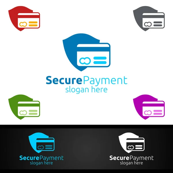 Shield Online Secure Payment Logo Security Online Shopping Financial Transaction — Stock Photo, Image