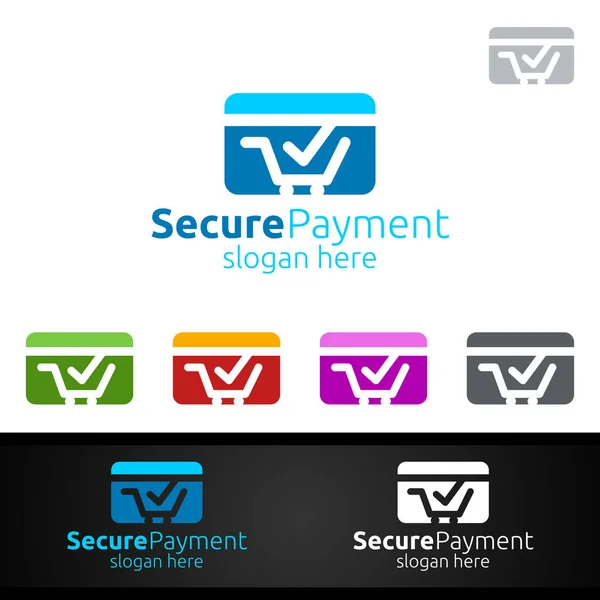 Kort Online Säker Betalning Logotyp För Säkerhet Online Shopping Finansiella — Stockfoto