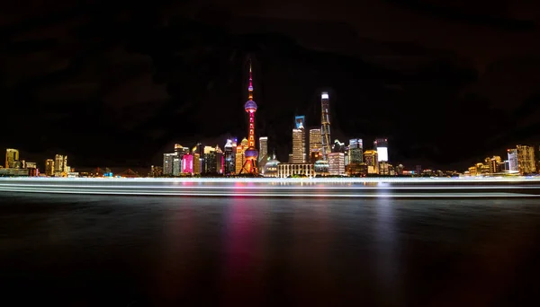 Night View City Lujiazui Financial District — Stock Photo, Image