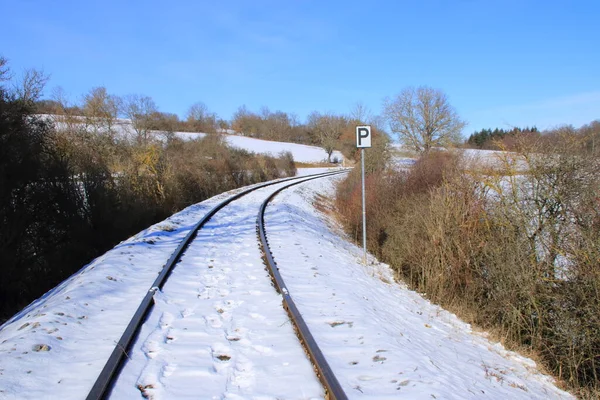 Spoorwegen Lopen Direct Weg Van Kijker — Stockfoto