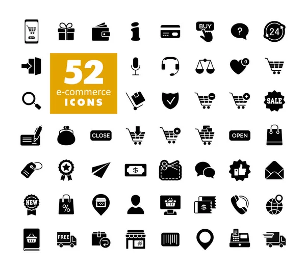 Commerce Set Vector Glifo Iconos Compras Línea Símbolo Gráfico Para — Foto de Stock
