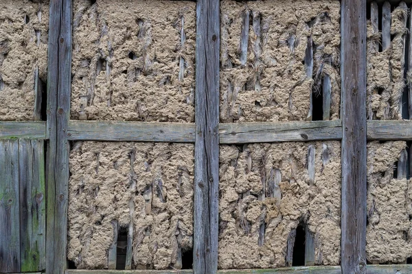 Pared Vieja Casa Pisos Yeso Madera Dura — Foto de Stock