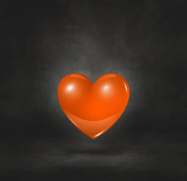 Corazón Naranja Aislado Sobre Fondo Estudio Negro Ilustración —  Fotos de Stock