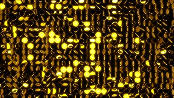 Parlak Altın Sikkelerin Kürasyonu Bilgisayar Üretimi Sunucu Lüks Arkaplan — Stok fotoğraf