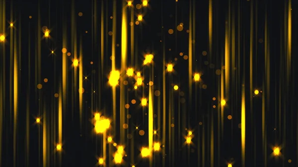 Χρυσές Κάθετες Ραβδώσεις Και Σωματίδια Φτιαγμένα Από Υπολογιστή Απόδοση Της — Φωτογραφία Αρχείου