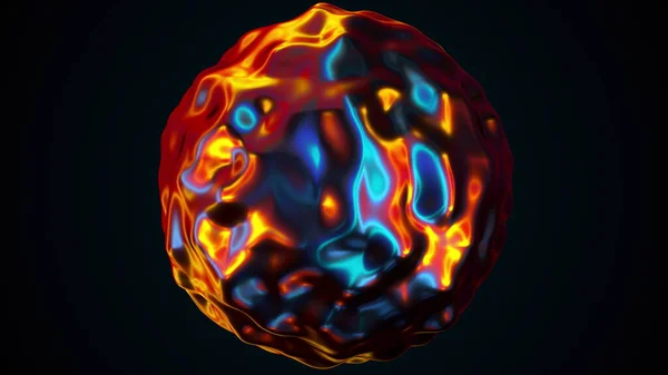 Blob Iridescendant Fluide Avec Une Surface Bosselée Généré Par Ordinateur — Photo