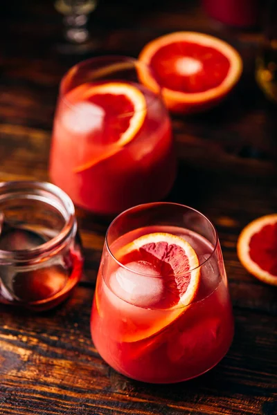 Cocktail Aigre Whisky Bourbon Vieilli Jus Orange Sanguine Sirop Cerise — Photo