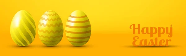 Malovaná Vejce Žlutém Pozadí Gratulacemi Velikonocím Vektorová Ilustrace — Stock fotografie