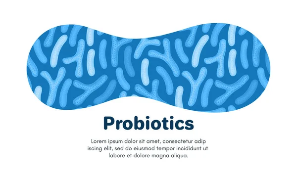 Sfondo Vettoriale Con Probiotici Bifidobacterium Lactobacillus Batterio All Acido Lattico — Foto Stock